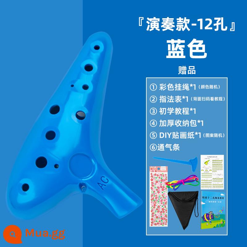 Ve Sầu Vàng Ocarina 12 Lỗ Nhựa Nhựa Alto C Giai Điệu 12 Lỗ AC Giai Điệu Ocarina Chống Rơi Học Sinh Người Mới Bắt Đầu - Hiệu suất màu xanh alto + quà tặng + tài liệu giảng dạy + túi + dải thông gió