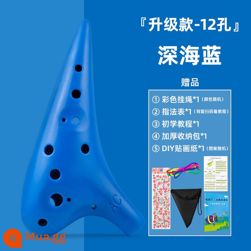 Ve Sầu Vàng Ocarina 12 Lỗ Nhựa Nhựa Alto C Giai Điệu 12 Lỗ AC Giai Điệu Ocarina Chống Rơi Học Sinh Người Mới Bắt Đầu - Nâng cấp màu xanh đậm + quà tặng miễn phí + tài liệu giảng dạy + túi