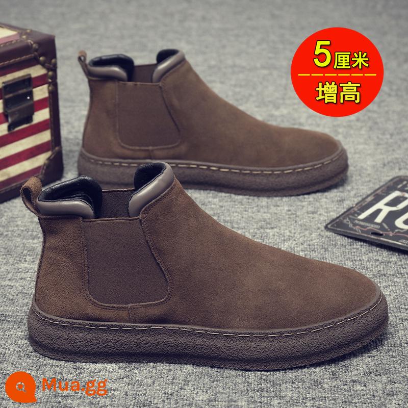 Giày nam công sở mùa đông Plus nhung ấm cotton giày slip on giản dị cũ giày vải Bắc Kinh nam công sở bảo hiểm lao động giày hợp thời trang - Màu nâu (đệm tăng cường)