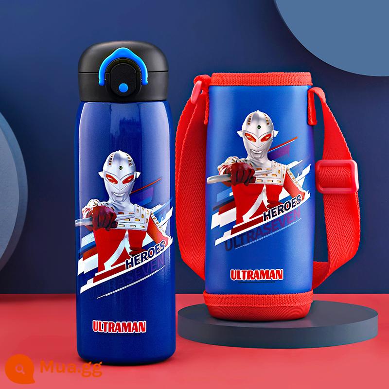 Ultraman Tayro Children trong Cúp cách nhiệt Cúp tiểu học Cúp nước tiểu học Cúp nước đặc biệt 316 Nước uống trực tiếp bằng thép không gỉ - Cốc uống nước thẳng + tay áo Ultraman Blue 500ML