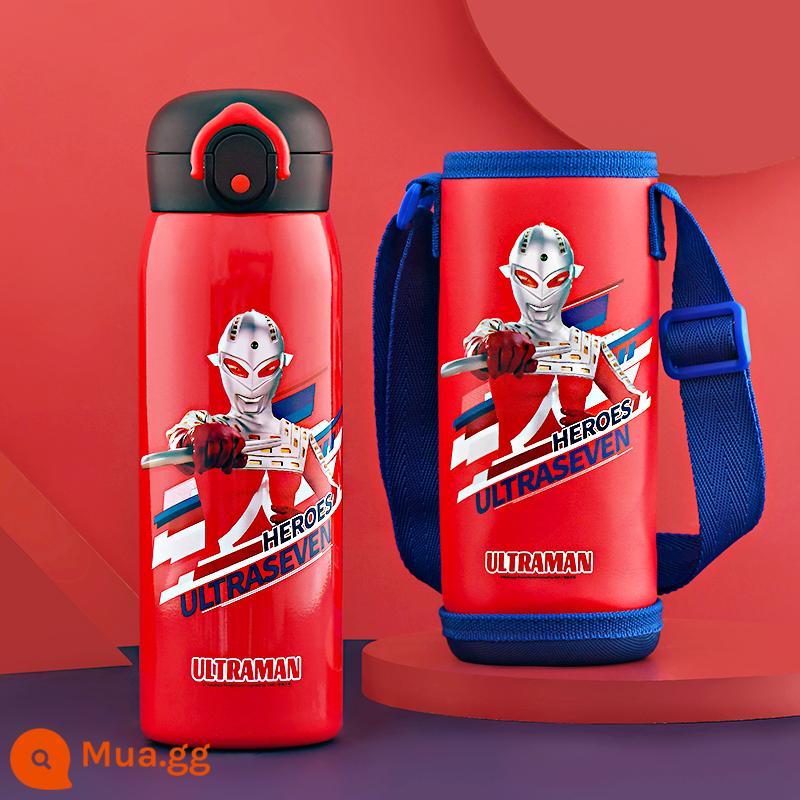 Ultraman Tayro Children trong Cúp cách nhiệt Cúp tiểu học Cúp nước tiểu học Cúp nước đặc biệt 316 Nước uống trực tiếp bằng thép không gỉ - Cốc uống nước thẳng + tay áo Ultraman Red 500ML