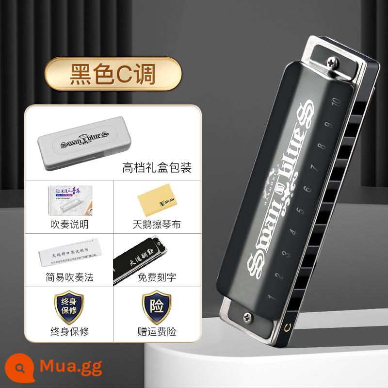 Swan blues harmonica 10 lỗ giai điệu C dành cho trẻ em mới bắt đầu trình độ nhập môn blues mười lỗ chuyên nghiệp điều chỉnh lúa đích thực - Tông C đen [khuyên dùng cho người mới bắt đầu]