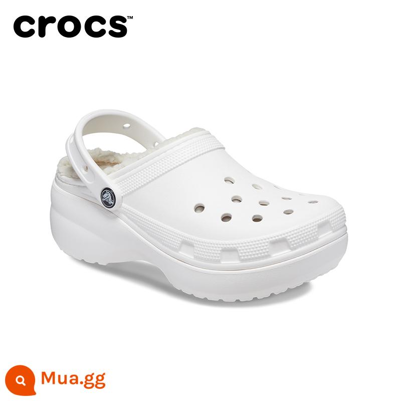 Giày Crocs cotton ấm áp CRORS đế dày hình đám mây cotton ấm áp đi biển dép xỏ ngón cho nữ | 207938 - Trắng-100