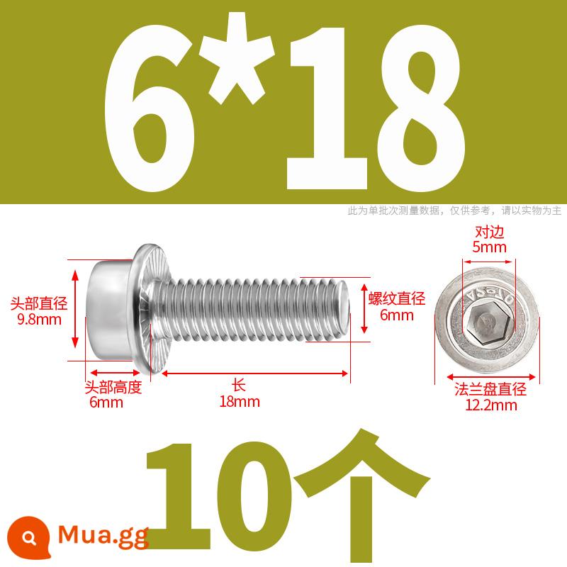 Mặt bích inox 304 mặt trong vít lục giác đầu trụ có đệm vít có vít trung gian M5M6-M10M12 - 6*18 (10 cái)