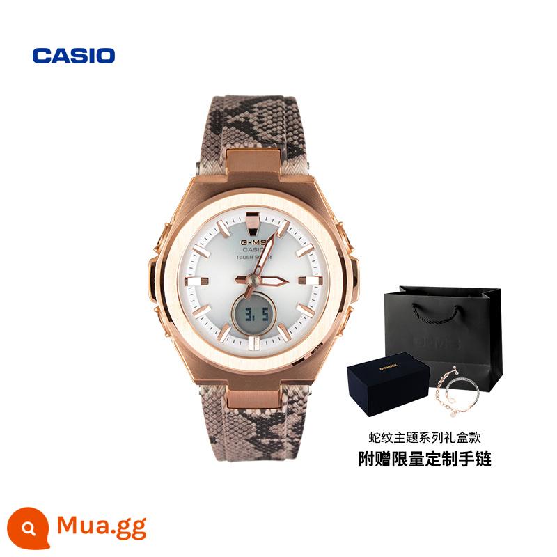 Cửa hàng hàng đầu của Casio mô hình con rắn loạt chủ đề da báo hộp quà tặng Đồng hồ thể thao CASIO nữ hàng chính hãng - MSG-S200PT-5APFS