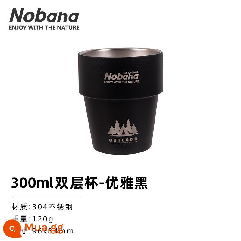 CLS Ngoài Trời Thép Không Gỉ 304 Cắm Trại Cốc Bộ 4 Cốc Cách Nhiệt Chống Bỏng Hai Lớp Cốc Cà Phê cốc Nước Bia Cốc - Cốc cắm trại hai lớp-màu đen sang trọng