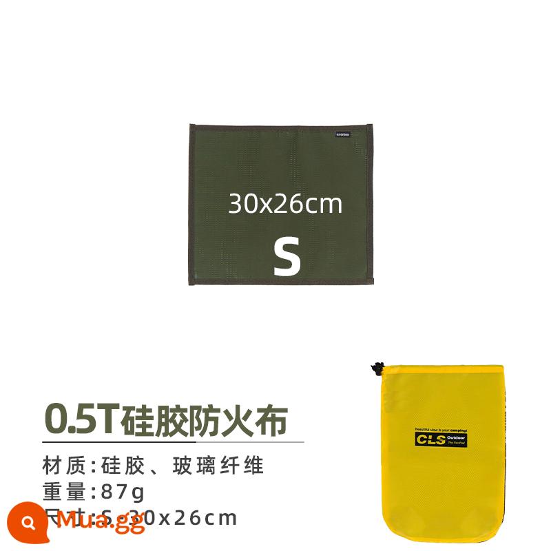 Cắm trại ngoài trời vải chống cháy dã ngoại nướng thịt cách nhiệt thảm chống cháy và chăn chống cháy sợi thủy tinh bọc silicone chịu nhiệt độ cao - Lớp phủ silicon 30x26cm-S [0,5T-Trọng lượng nhẹ]