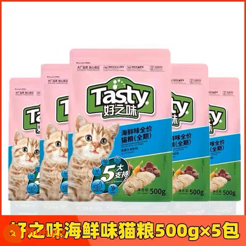 (Hàng chính hãng) Nuorui good taste 20 catties thức ăn cho mèo hải sản 2.5kg giá đầy đủ Thức ăn cho mèo ít muối 500g*5 gói - Thức ăn cho mèo hải sản Haozhiwei 500g*5 gói