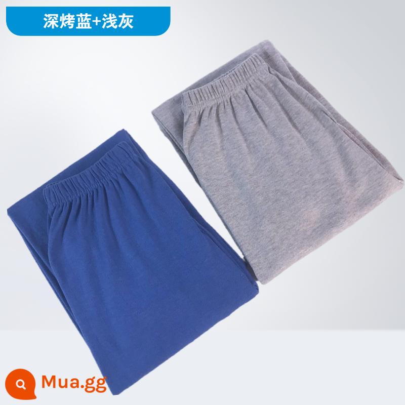 Quần vệ sinh lưng cao cotton nguyên chất 100% cotton cổ điển quần vệ sinh quần trong mỏng dành cho người trung niên và người già cộng với quần cotton rộng rãi - Xanh rang đậm + xám nhạt [2 gói] cotton nguyên chất