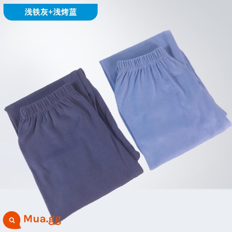 Quần vệ sinh lưng cao cotton nguyên chất 100% cotton cổ điển quần vệ sinh quần trong mỏng dành cho người trung niên và người già cộng với quần cotton rộng rãi - Xám sắt nhạt + Xanh nướng nhạt [2 gói] Cotton nguyên chất