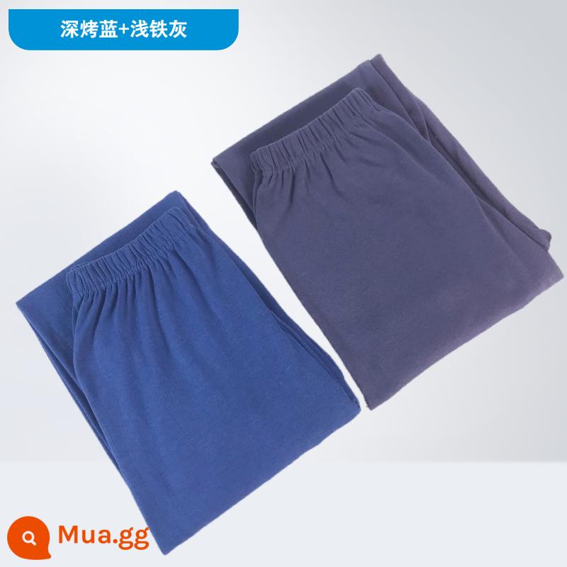 Quần vệ sinh lưng cao cotton nguyên chất 100% cotton cổ điển quần vệ sinh quần trong mỏng dành cho người trung niên và người già cộng với quần cotton rộng rãi - Xanh rang đậm + xám sắt nhạt [2 gói] cotton nguyên chất