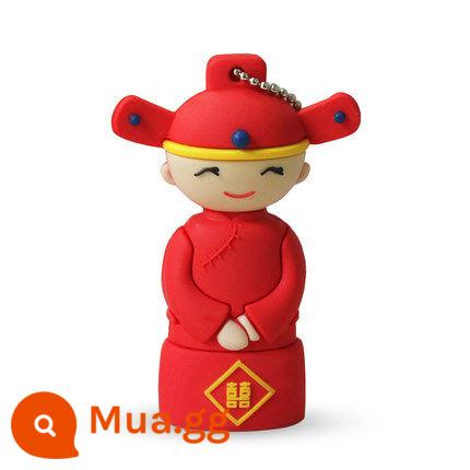 Mi Zhuo Đĩa U 16G Cặp Đôi Quà Cưới Hoạt Hình Dễ Thương Mini Chú Rể Cô Dâu Quà Cưới Ô Tô Đèn LED Cổng USB - Chú rể⑧G