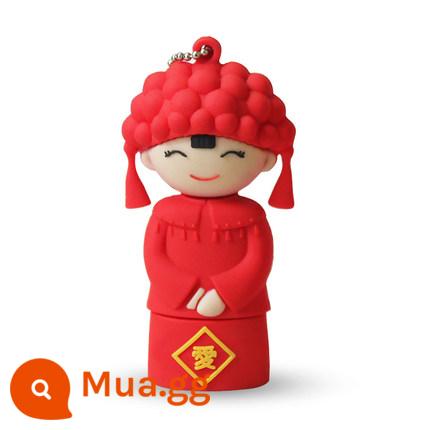 Mi Zhuo Đĩa U 16G Cặp Đôi Quà Cưới Hoạt Hình Dễ Thương Mini Chú Rể Cô Dâu Quà Cưới Ô Tô Đèn LED Cổng USB - Cô Dâu 16G