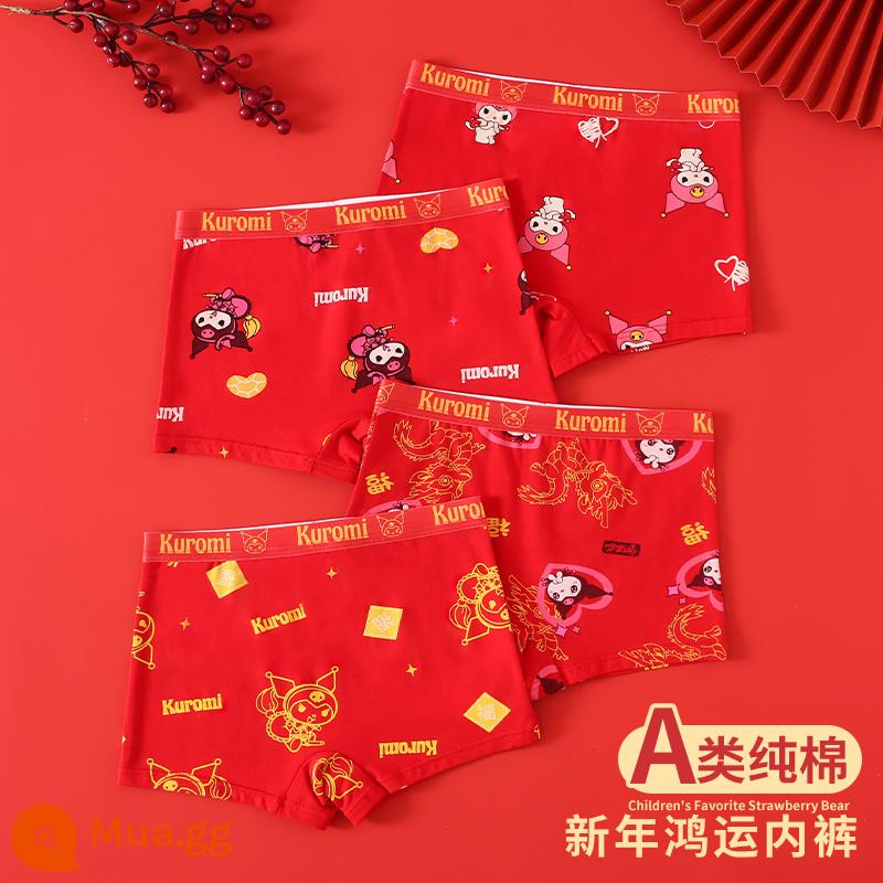 Quần lót bé gái, quần sịp cotton trẻ em, quần sịp võ sĩ Kuromi 100% cotton cho bé gái, quần đùi boxer cho bé - Năm Rồng Limited-Culomi đỏ