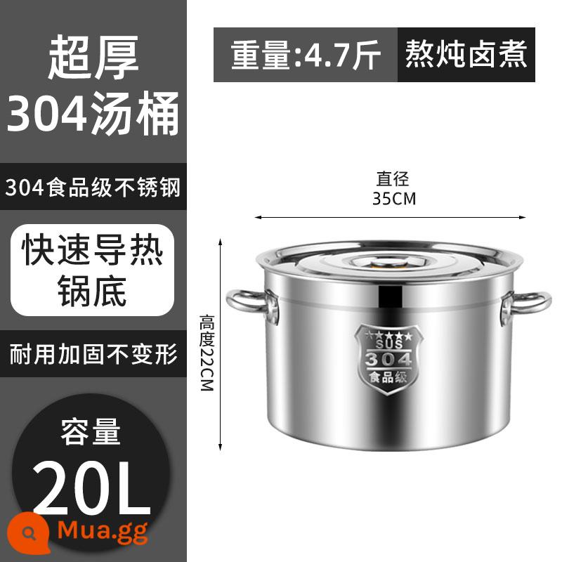 Thùng Inox 304 Thùng Có Nắp Thương Mại Cao Nồi Nước Sôi Thùng Nước Hầm Thùng Nồi Hầm Dung Tích Lớn Dày Hộ Gia Đình nồi Canh - 35cm*22cm (nồi súp cực dày 304)