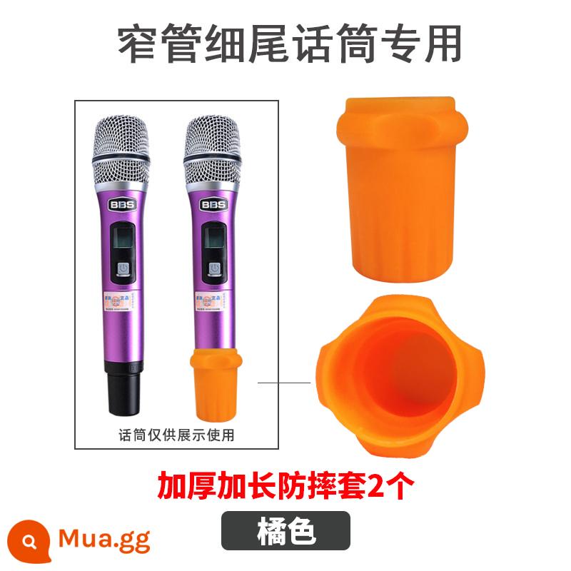 Vỏ bảo vệ micro KTV Vỏ micro dày Vỏ đuôi Bốn góc Vòng chống trượt Thích hợp cho micro không dây BBS - Thích hợp cho tay áo đuôi mỏng màu cam BBS (có vòng trong) 2 chiếc