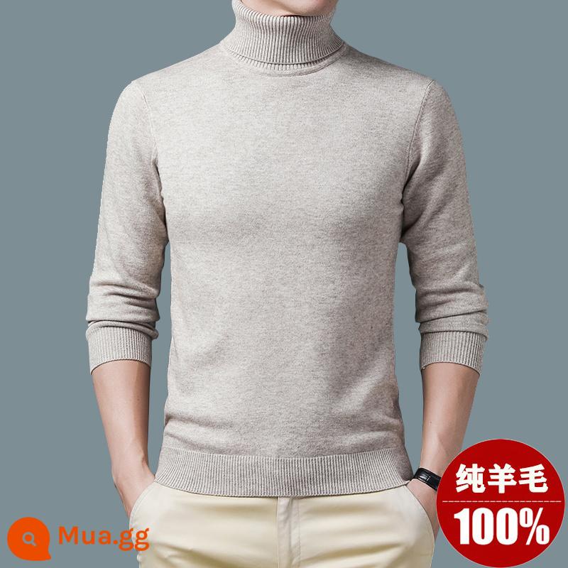 Ordos Thu Đông 100% Nguyên Chất Áo Len Nam Cổ Cao Nửa Áo Len Dày Ấm Dệt Kim Cashmere Lưng - lạc đà/cổ áo cao