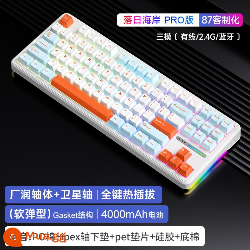 Wolf Spider F87 Bàn Phím Cơ RGB Tùy Chỉnh Cấu Trúc Đệm Full-Key Trao Đổi Nóng 3 Chế Độ Không Dây Bluetooth Trò Chơi - F87 Pro Sunset Coast [Ba chế độ]