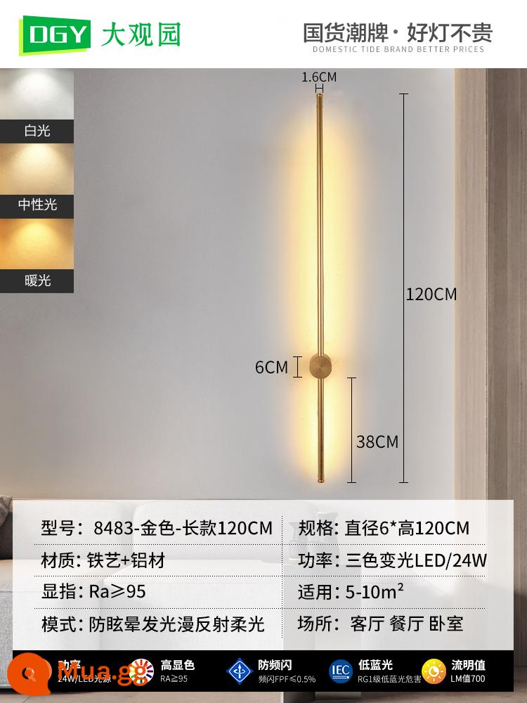 Đèn tường phòng ngủ đèn ngủ tối giản dải tuyến tính đèn tối giản hiện đại Bắc Âu led nền phòng khách đèn tường 002 - [Nguồn bảo vệ mắt] Vàng-Phiên bản dài-120CM-Đèn thay đổi ba màu