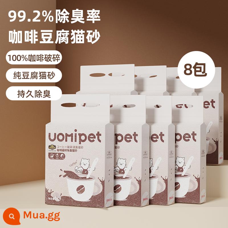 UOMIPET hồng hỗn hợp cát vệ sinh cho mèo miễn phí vận chuyển 20kg đậu phụ mèo bentonite 10kg khử mùi ít bụi - [Cà phê thực vật] Đậu phụ nguyên chất cho mèo 2,4kg*8 gói