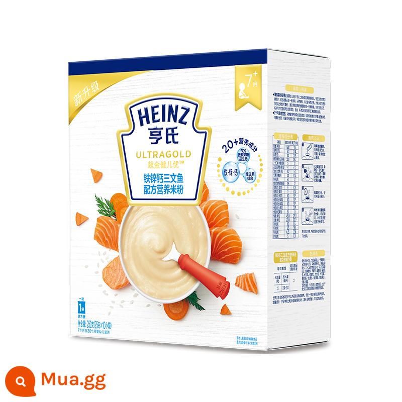 Bột gạo Heinz Prebiotic FOS cho trẻ sơ sinh 6 tháng tuổi thực phẩm bổ sung canxi sắt kẽm ngũ cốc dinh dưỡng rau củ - [Ưu đãi đặc biệt] (Hết hạn ngày 24/4) Mì gạo cá hồi canxi canxi hộp Super Gold 25g*10 gói