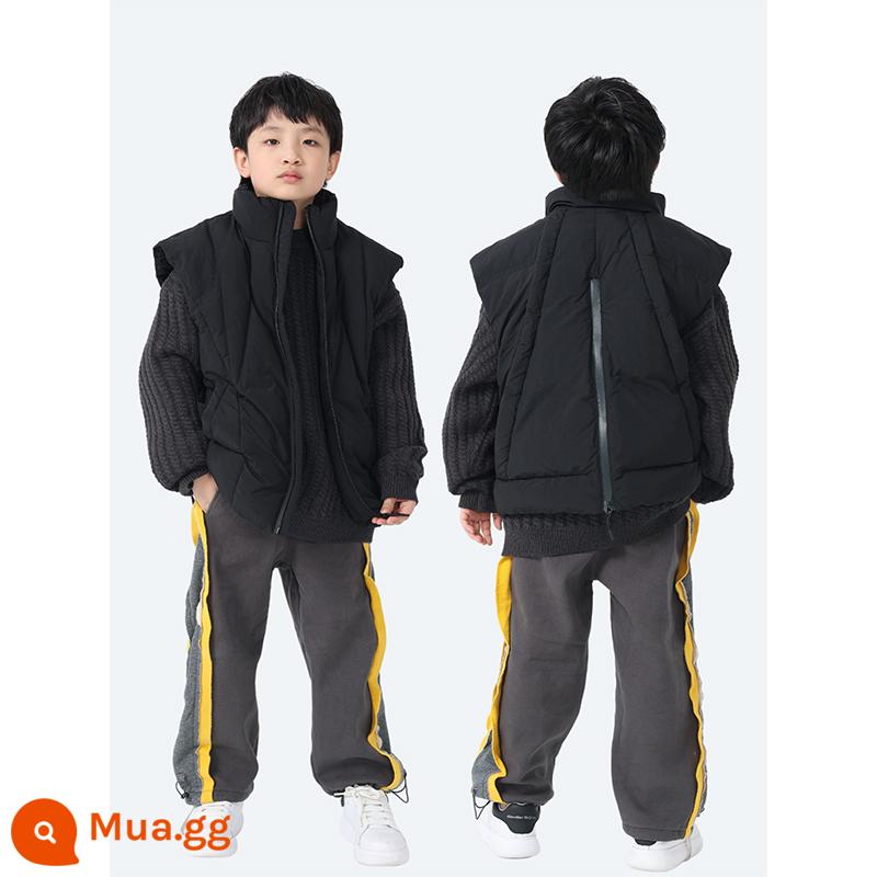 MT ban đầu quần áo trẻ em Nhật Bản vest bé trai hip-hop cá tính vest thu đông trẻ em áo khoác ngoài vest cotton áo khoác - Áo khoác có khóa kéo sau lưng màu đen