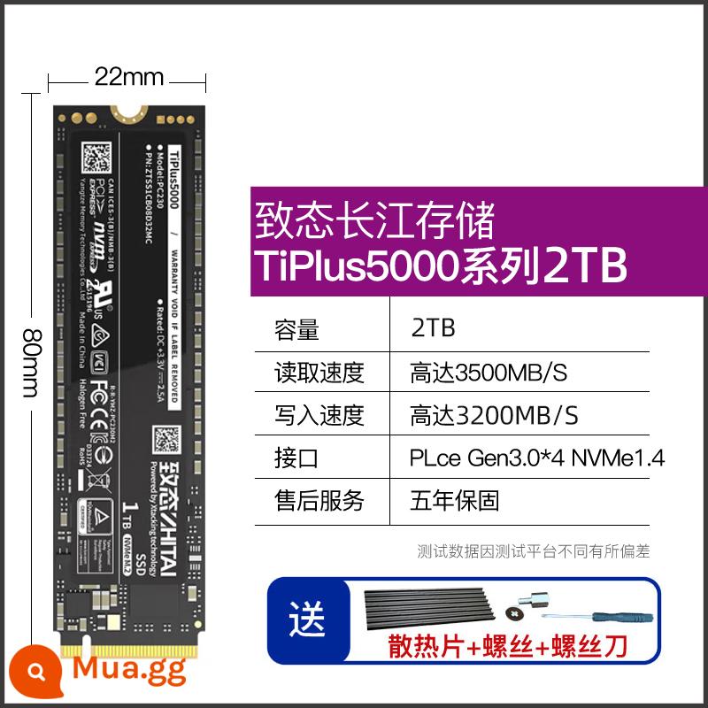 Ổ cứng thể rắn SSD Zhidai Yangtze TiPlus5000 Series 500G 1TB M.2 nvme 512G - TiPlus5000 2TB PCIE3.0 (có tản nhiệt/thích hợp cho máy tính để bàn/notebook)