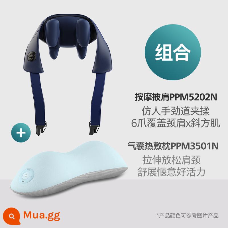 Máy mát xa cột sống cổ Philips Vai, Cổ, Eo, Lưng, Gối massage khăn choàng, Máy mát xa cổ cơ thang - trời xanh