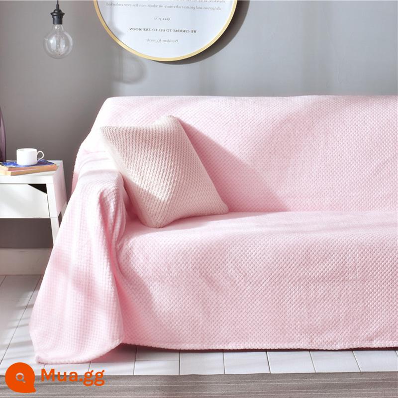 Chống Mèo Xước Ghế Sofa Tất Cả Bao Gồm Đa Năng Bốn Mùa Đa Năng Ghế Sofa Đệm Khăn Khăn Bao Chăn Sofa Vải - Lưới dứa hồng nhạt