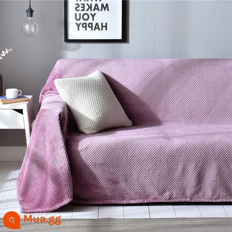 Chống Mèo Xước Ghế Sofa Tất Cả Bao Gồm Đa Năng Bốn Mùa Đa Năng Ghế Sofa Đệm Khăn Khăn Bao Chăn Sofa Vải - Lưới dứa tím nhạt