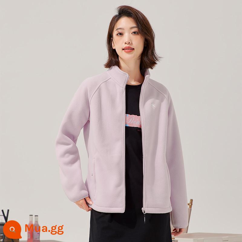 Trailblazer Nỉ Nam Mùa Xuân 2 Mặt Nỉ Áo Khoác Nỉ Dày Áo Lót Ấm Cardigan - Phong cách nữ màu xám tím