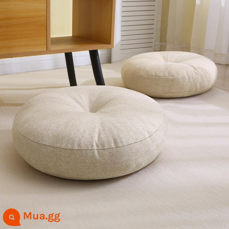 Bông và vải lanh đệm futon dày tròn phong cách Nhật Bản ban công bay cửa sổ sàn lười chiếu tatami đệm phòng ngủ đệm đệm - màu trắng kem