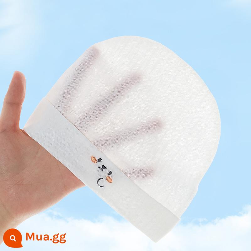 Jingqi Nón Cho Bé Mùa Hè Cotton Mỏng Bé Sơ Sinh Bé Sơ Sinh Mùa Xuân Và Mùa Thu Bông Lốp Nón Dễ Thương - Trắng