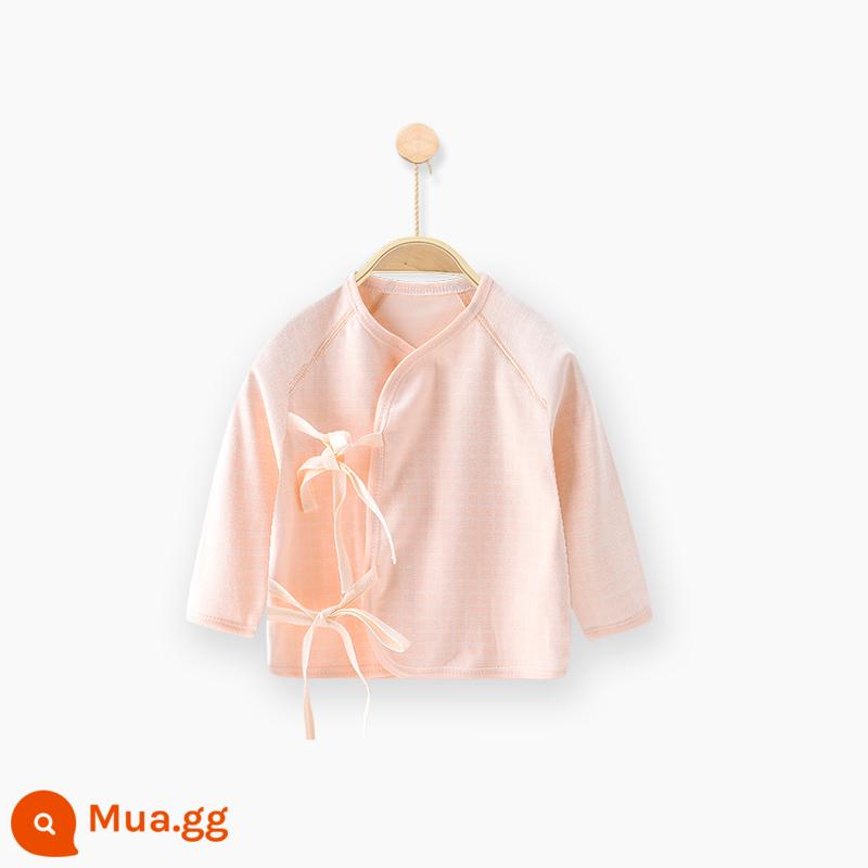 Quần áo sơ sinh cotton nguyên chất tay dài nửa lưng bé sơ sinh áo nhà sư quần áo mùa xuân quần lót - Kẻ sọc hồng