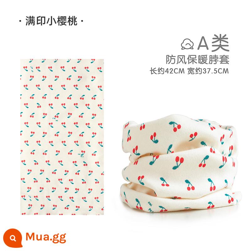 Jingqi Trẻ Em Khăn Choàng Mùa Đông Cho Bé Chống Gió Khăn Ấm Thu Đông Bé Trai Và Bé Gái Cotton Nguyên Chất Cho Bé Dễ Thương Quấn Cổ - In toàn bộ bằng quả anh đào nhỏ