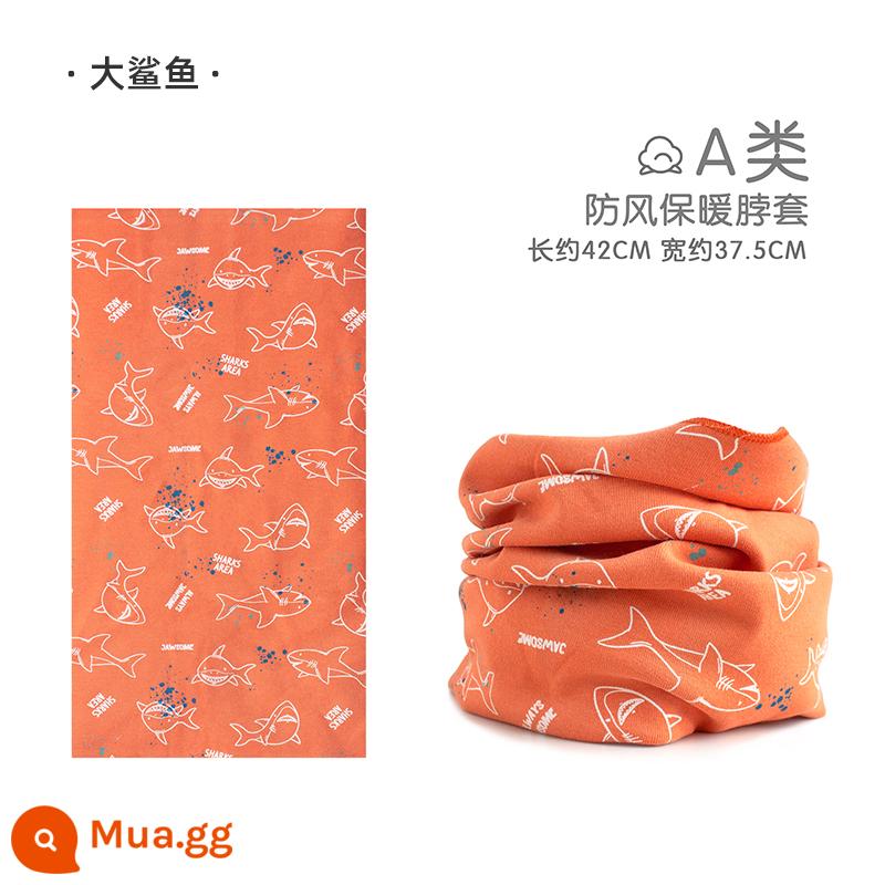 Jingqi Trẻ Em Khăn Choàng Mùa Đông Cho Bé Chống Gió Khăn Ấm Thu Đông Bé Trai Và Bé Gái Cotton Nguyên Chất Cho Bé Dễ Thương Quấn Cổ - cá mập lớn