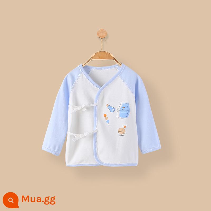 Quần áo sơ sinh cotton nguyên chất tay dài nửa lưng bé sơ sinh áo nhà sư quần áo mùa xuân quần lót - bình sữa lớn