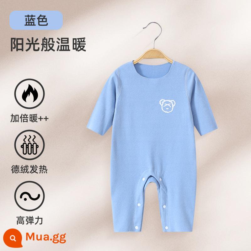 Jingqi Quần Áo Trẻ Em Mùa Thu Đông Đức Nhung Jumpsuit Sưởi Ấm Cho Bé Ấm Đáy Bộ Đồ Ngủ Sơ Sinh Bộ - màu xanh da trời