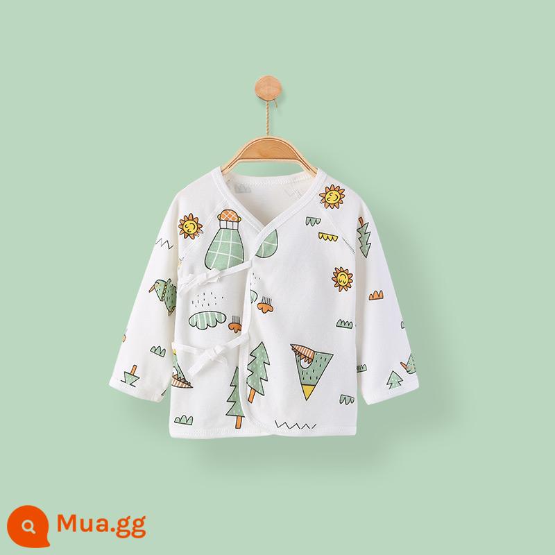 Quần áo sơ sinh cotton nguyên chất tay dài nửa lưng bé sơ sinh áo nhà sư quần áo mùa xuân quần lót - Tiêu Thần Lâm