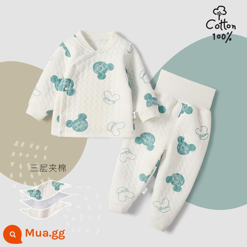 Jingqi Giữ Nhiệt Cho Bé Bộ Đồ Lót Dài Tay Cotton Quần Áo Mùa Thu Vệ Sinh Quần Sơ Sinh Trẻ Em Đáy Cotton Phù Hợp Với - mickey