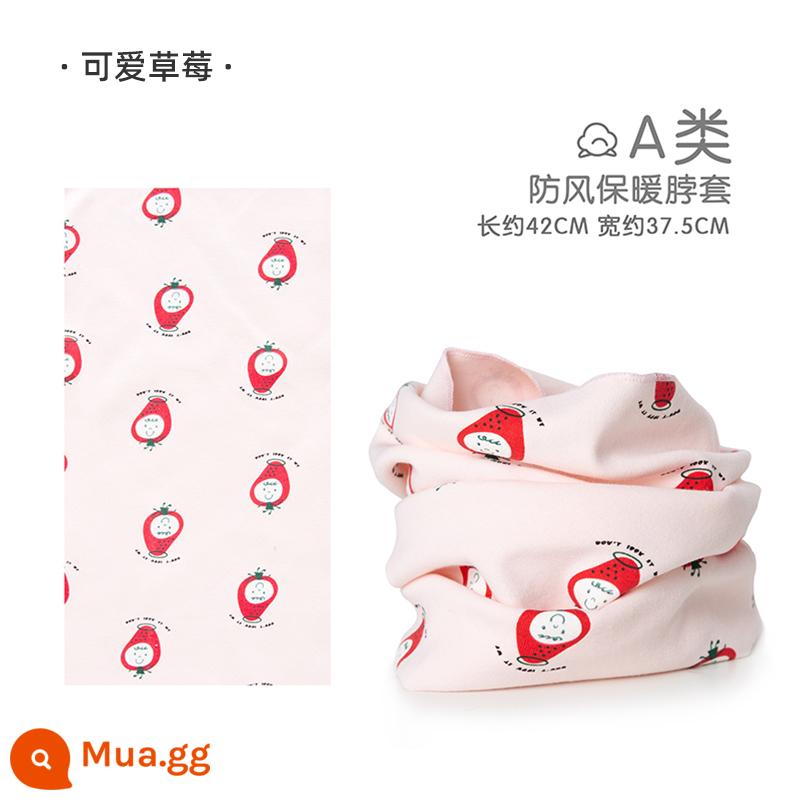 Jingqi Trẻ Em Khăn Choàng Mùa Đông Cho Bé Chống Gió Khăn Ấm Thu Đông Bé Trai Và Bé Gái Cotton Nguyên Chất Cho Bé Dễ Thương Quấn Cổ - dâu tây dễ thương