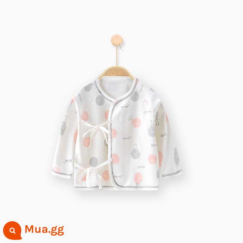 Quần áo sơ sinh cotton nguyên chất tay dài nửa lưng bé sơ sinh áo nhà sư quần áo mùa xuân quần lót - màu hồng cún con