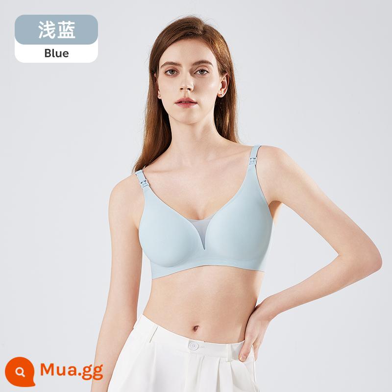 Jingqi Thai Sản Điều Dưỡng Áo Ngực Mang Thai Đặc Biệt Sau Sinh Cho Con Bú Sữa Mẹ Thoải Mái Áo Ngực Push-Up Chống Chảy Xệ Áo Ngực - Màu xanh nhạt [kiểu lưới cổ chữ V] [Đã sửa để tránh bị uốn cong]