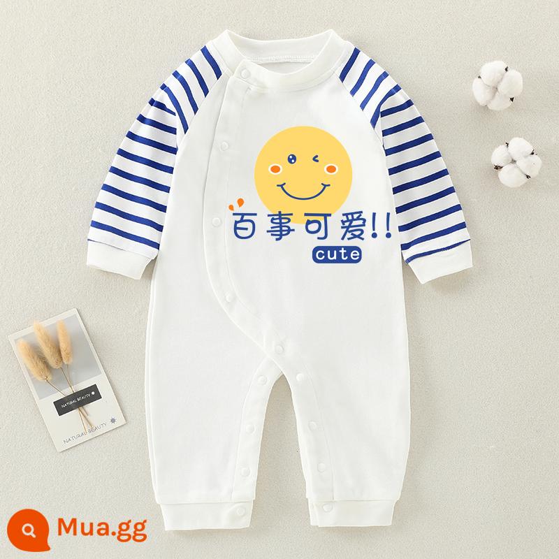 Jingqi quần áo trẻ sơ sinh bé mùa thu và mùa đông áo liền quần cotton nguyên chất đồ ngủ quốc triều Trung Quốc áo liền quần gió bò quần áo - Pepsi dễ thương