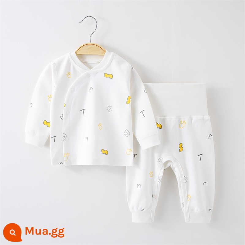 Jingqi Bộ đồ lót cho bé cotton nguyên chất cho bé xuân thu hè 2 mảnh quần áo mùa thu vệ sinh quần cotton trẻ em ở nhà quần áo đồ ngủ - lá thư