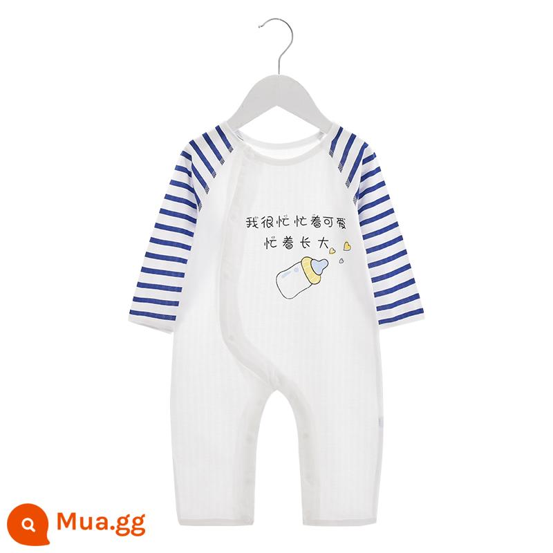 Jingqi quần áo trẻ sơ sinh bé mùa thu và mùa đông áo liền quần cotton nguyên chất đồ ngủ quốc triều Trung Quốc áo liền quần gió bò quần áo - Tôi bận (kiểu mùa hè mỏng manh)