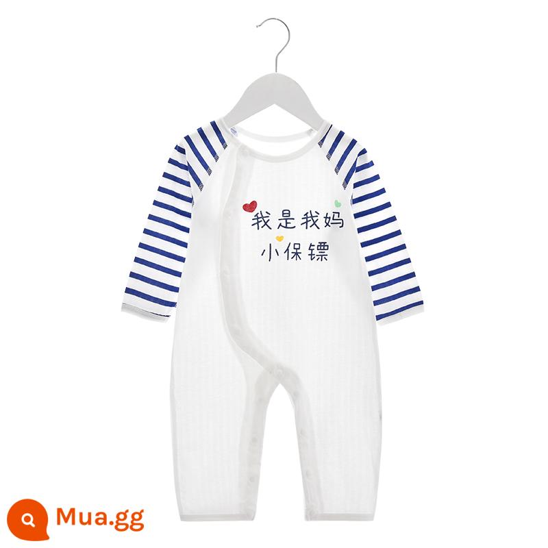 Jingqi quần áo trẻ sơ sinh bé mùa thu và mùa đông áo liền quần cotton nguyên chất đồ ngủ quốc triều Trung Quốc áo liền quần gió bò quần áo - Tôi là vệ sĩ bé nhỏ của mẹ (kiểu mùa hè mỏng manh)