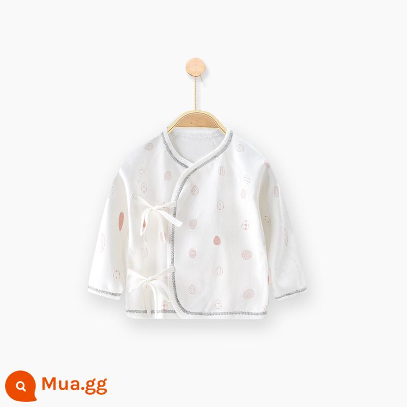 Quần áo sơ sinh cotton nguyên chất tay dài nửa lưng bé sơ sinh áo nhà sư quần áo mùa xuân quần lót - Giọt Nước-Hồng