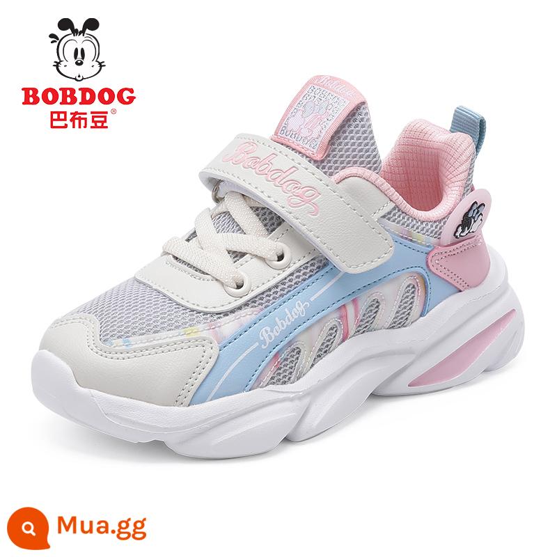 Giày Trẻ Em Babudou Giày Sneaker Lưới Thoáng Khí Mùa Xuân Và Thu 2023 Giày Lưới Trẻ Em Mới Giày Bé Gái Giày Thường - 13105 mét/lưới phong cách xuân thu nâng cấp màu hồng ấm áp