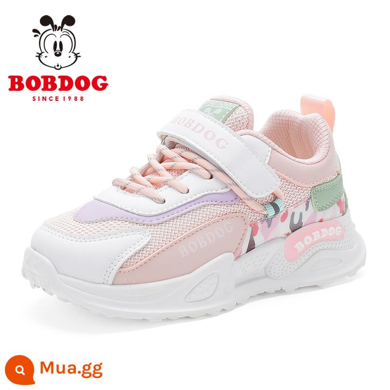 Giày Trẻ Em Babudou Giày Sneaker Lưới Thoáng Khí Mùa Xuân Và Thu 2023 Giày Lưới Trẻ Em Mới Giày Bé Gái Giày Thường - 23011 Phong cách Xuân Thu Màu Hồng Nhạt/Trắng-Lưới